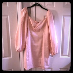 Missguided Pink Puff Sleeve Milkmaid Dress